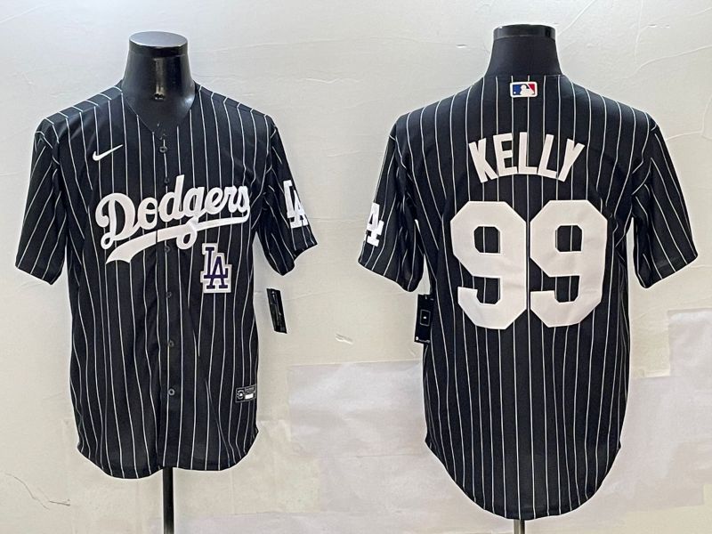 Men Los Angeles Dodgers #99 Kelly Black Stripe Jointly Name 2025 Nike MLB Jersey style 12->los angeles dodgers->MLB Jersey